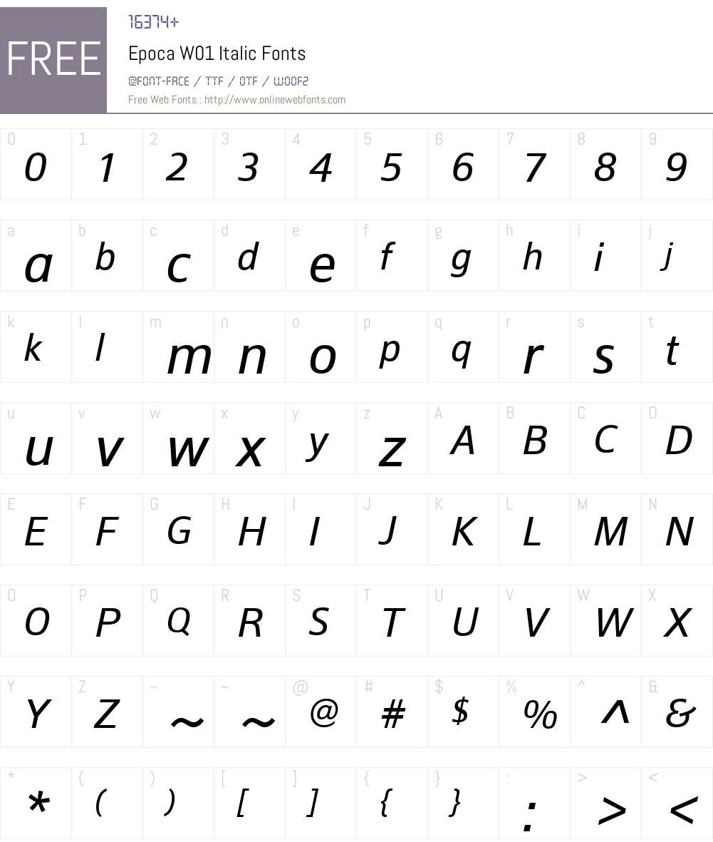 EpocaW01-Italic Font Screenshots