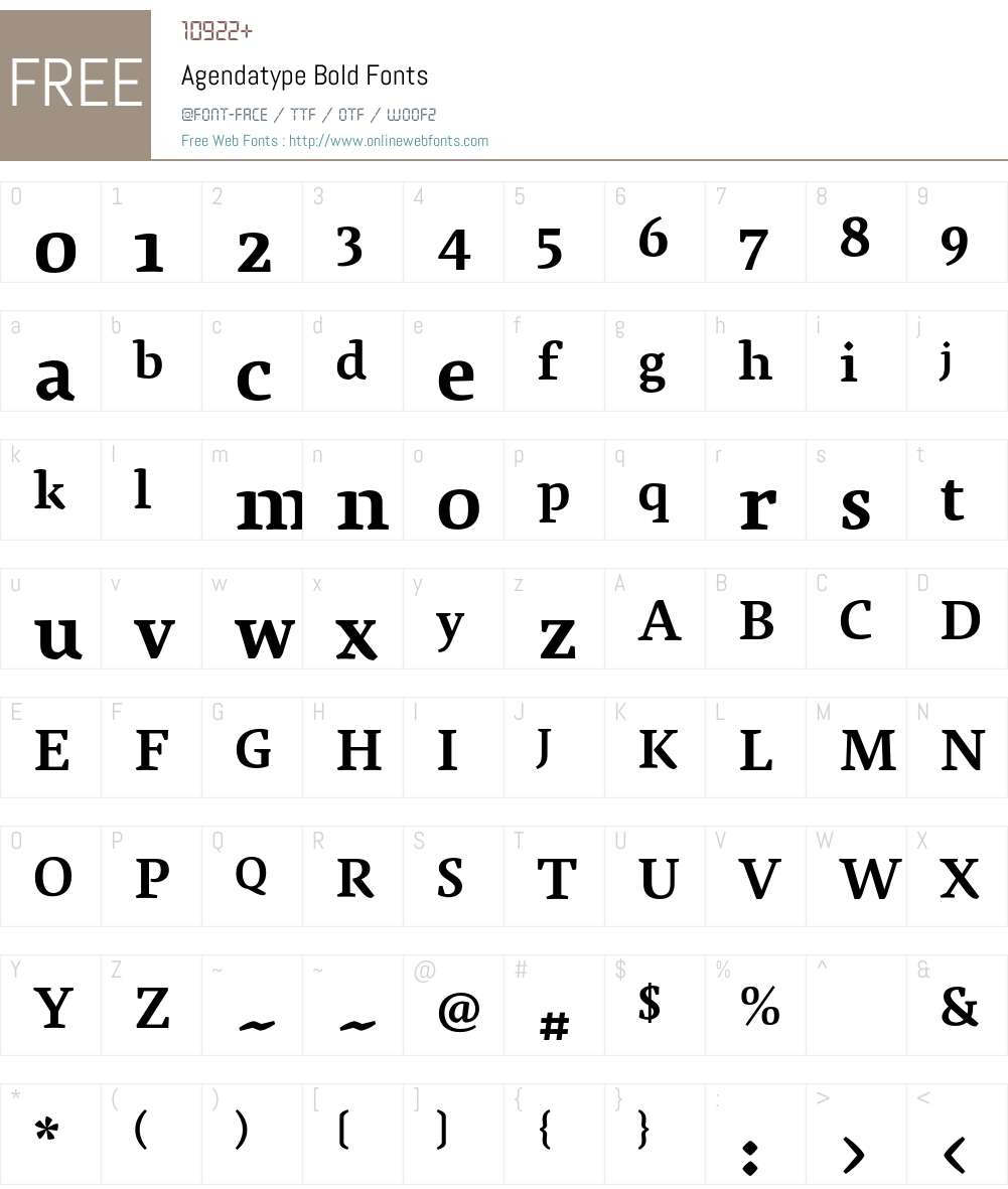Agendatype Font Screenshots