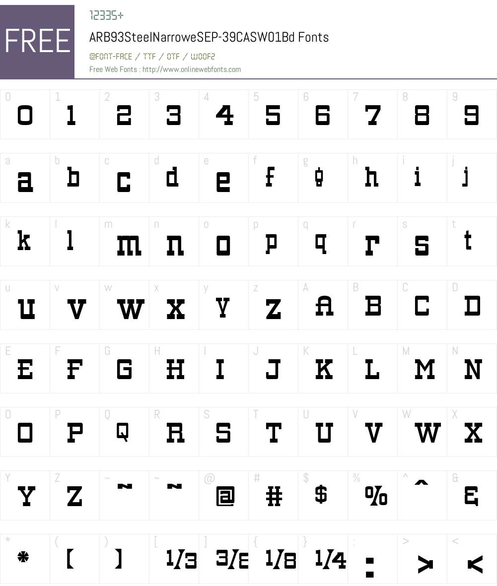 ARB93SteelNarroweSEP-39CASW01-Bd Font Screenshots