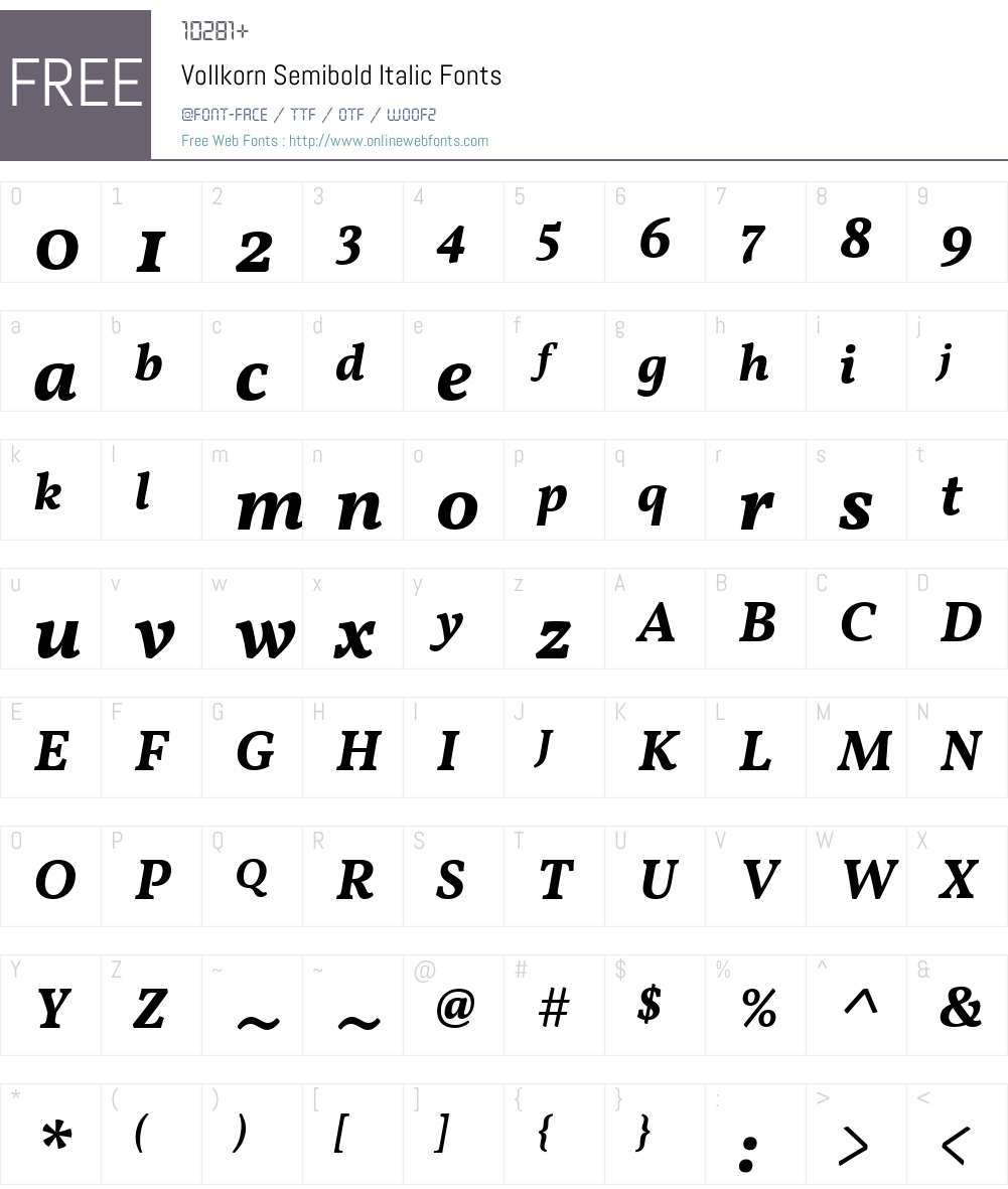 Vollkorn Semibold Font Screenshots