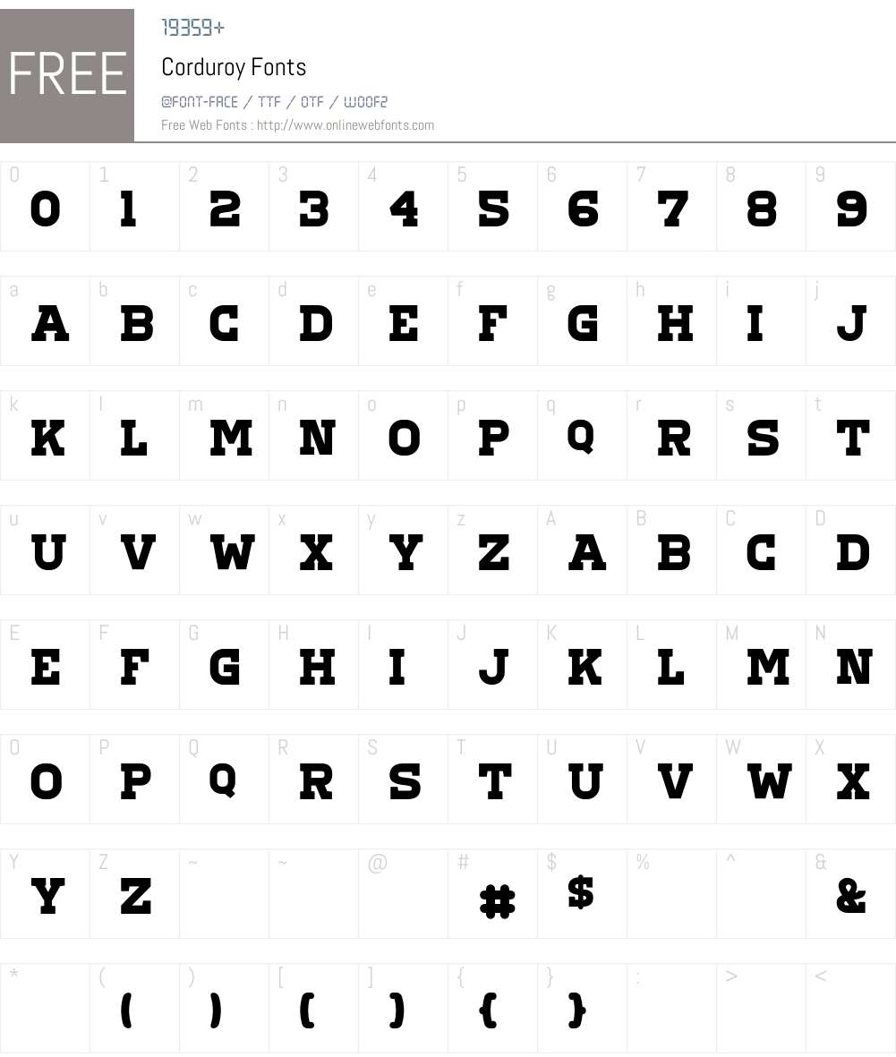 Corduroy Font Screenshots