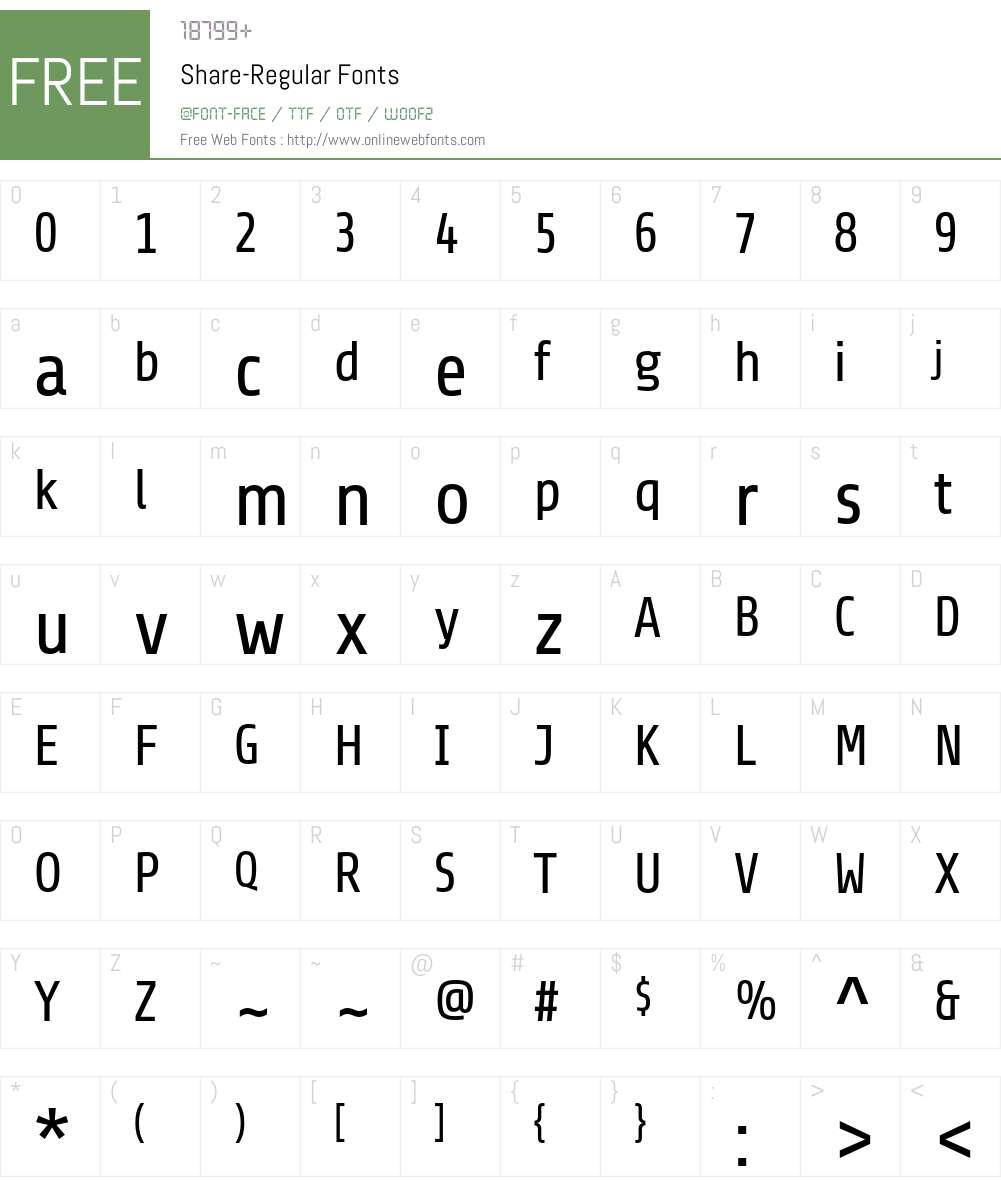 Share-Regular Font Screenshots