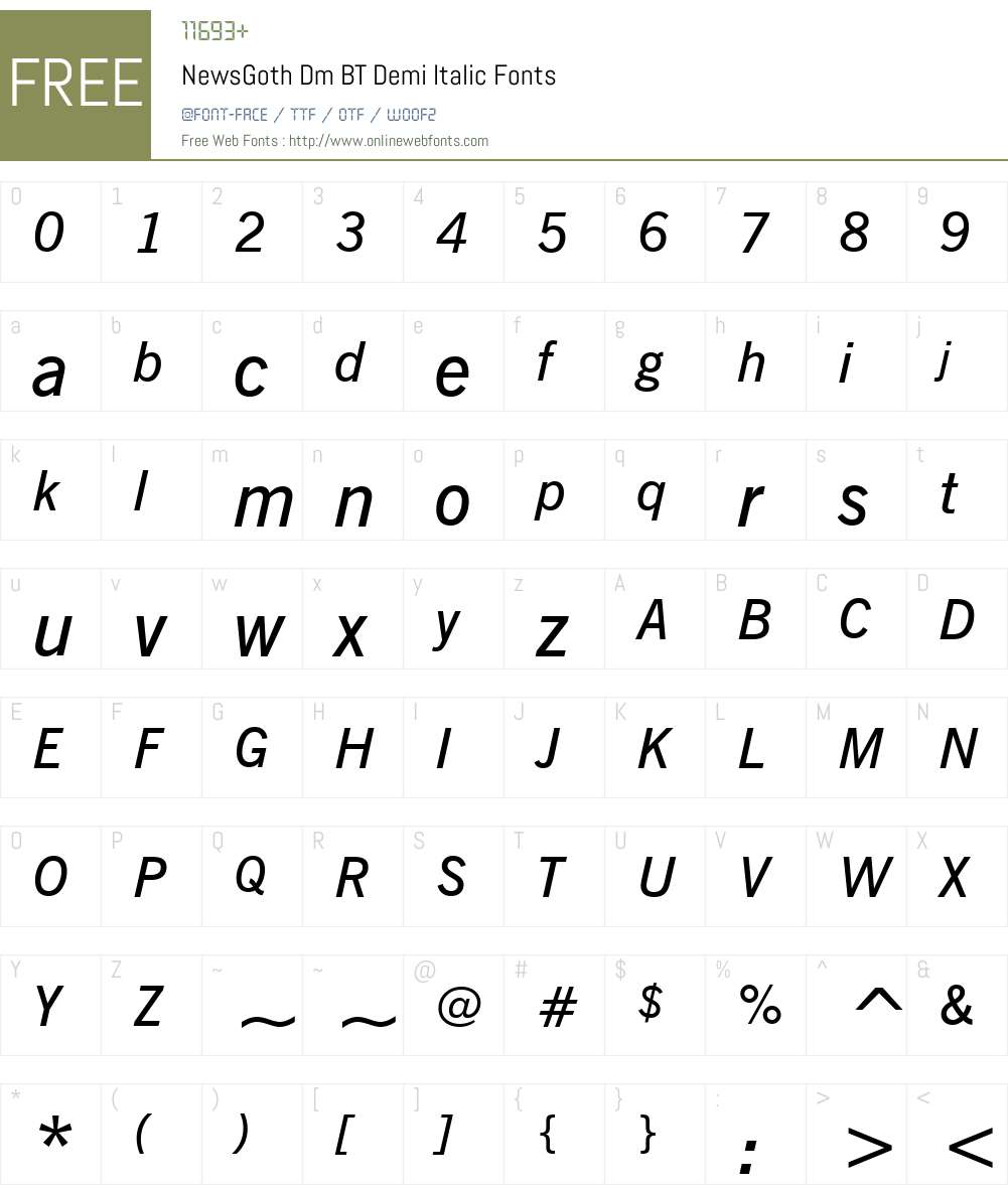 NewsGoth Dm BT Font Screenshots