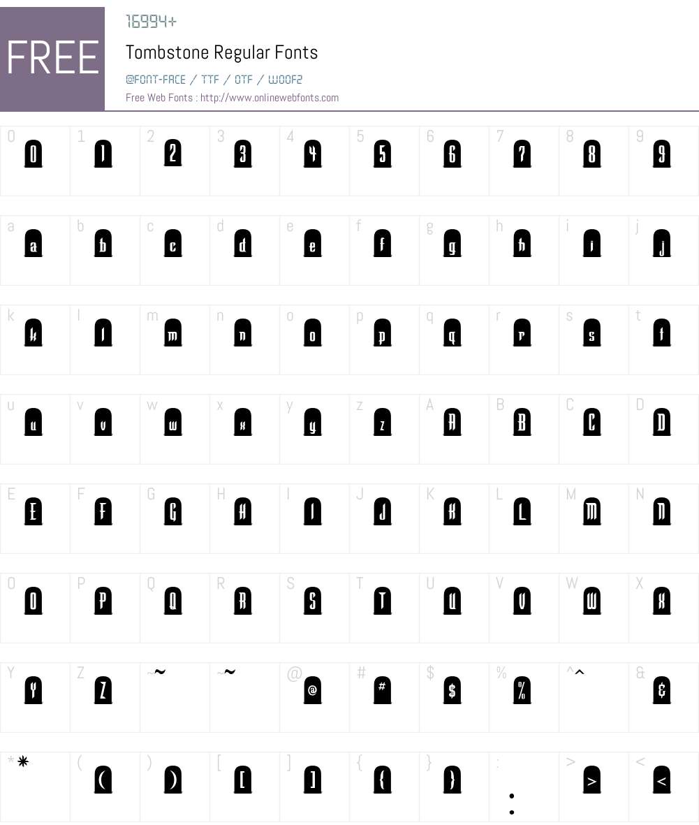 Tombstone Font Screenshots