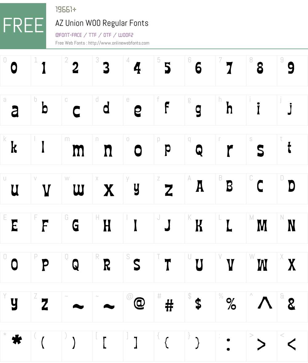 AZUnionW00-Regular Font Screenshots