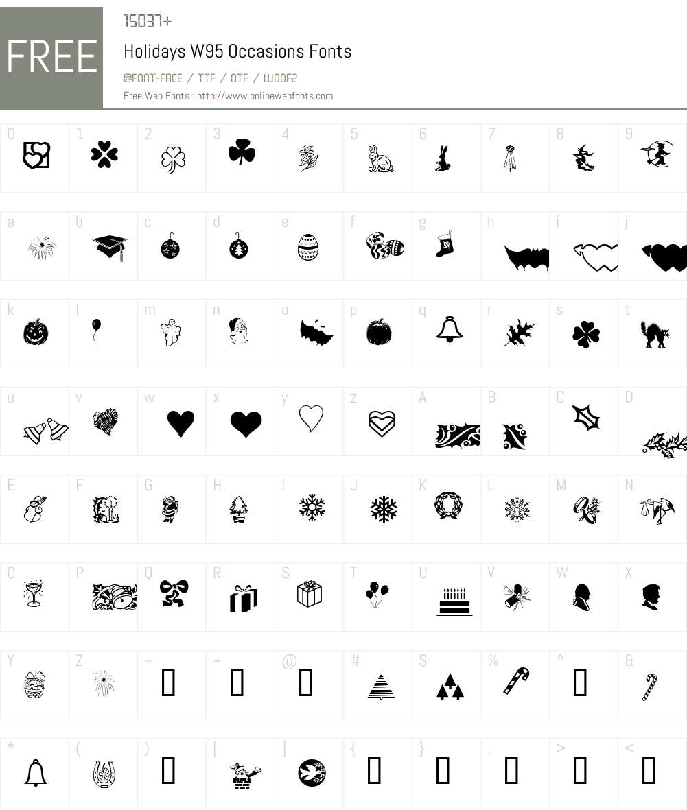 HolidaysW95-Occasions Font Screenshots