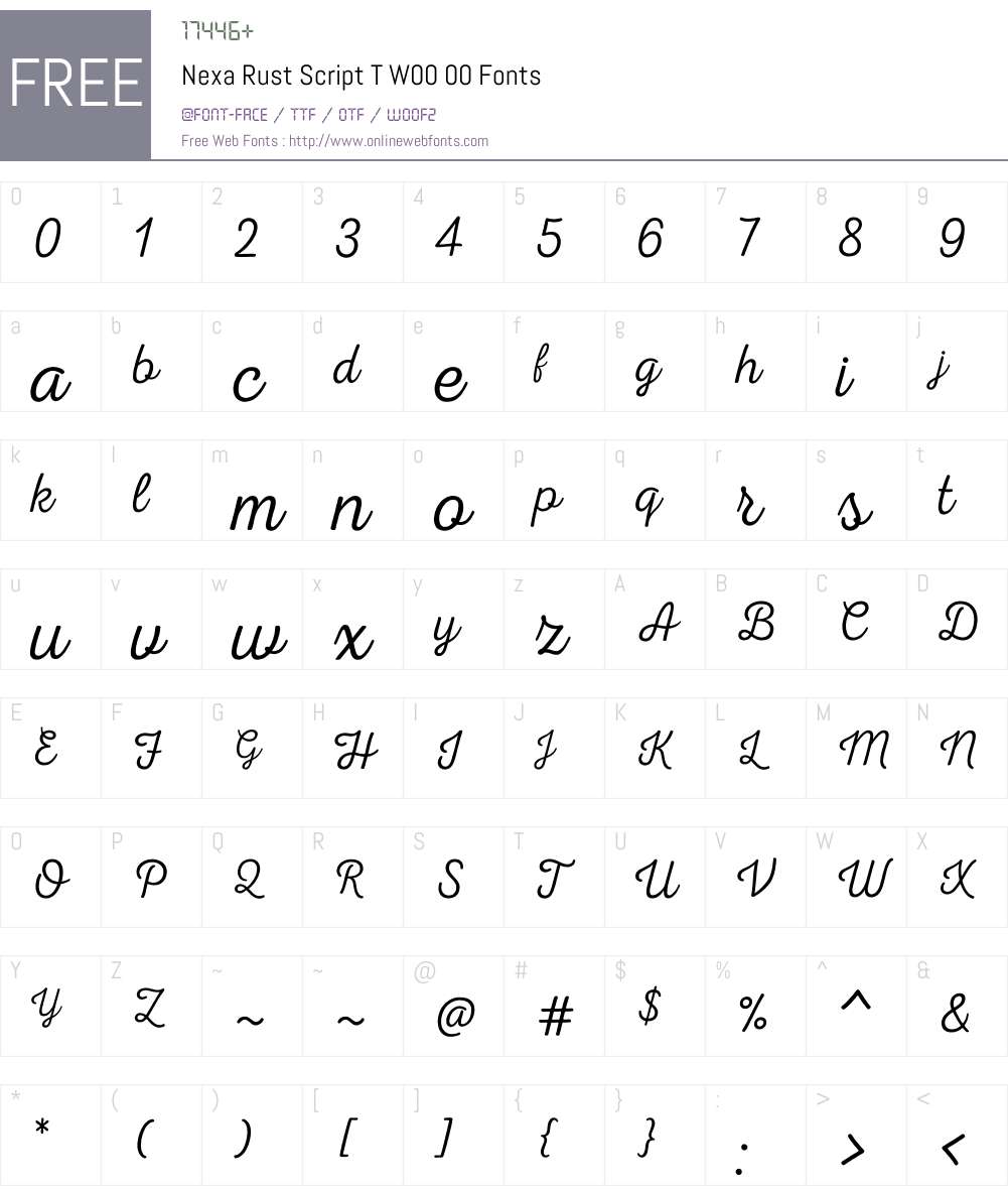 NexaRustScriptTW00-00 Font Screenshots