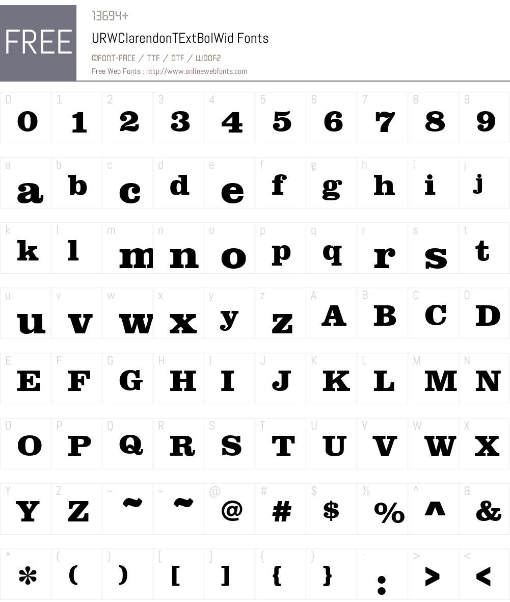 URWClarendonTExtBolWid Font Screenshots