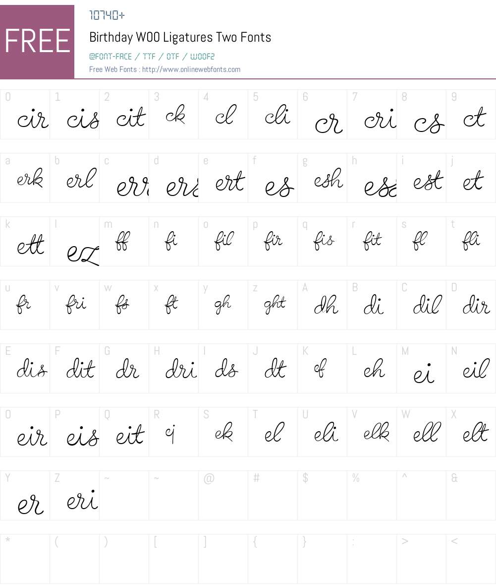 BirthdayW00-LigaturesTwo Font Screenshots