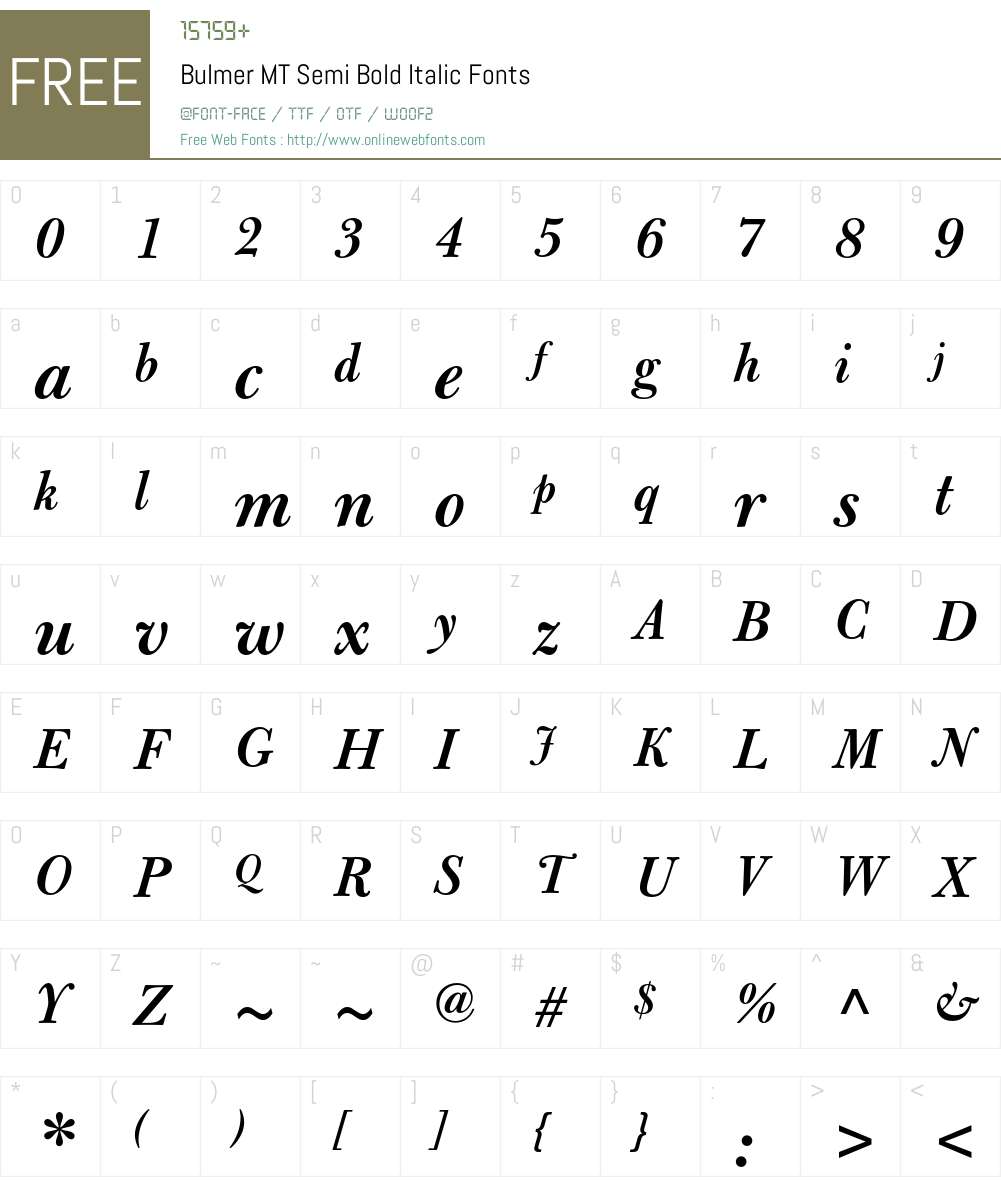Bulmer MT Font Screenshots