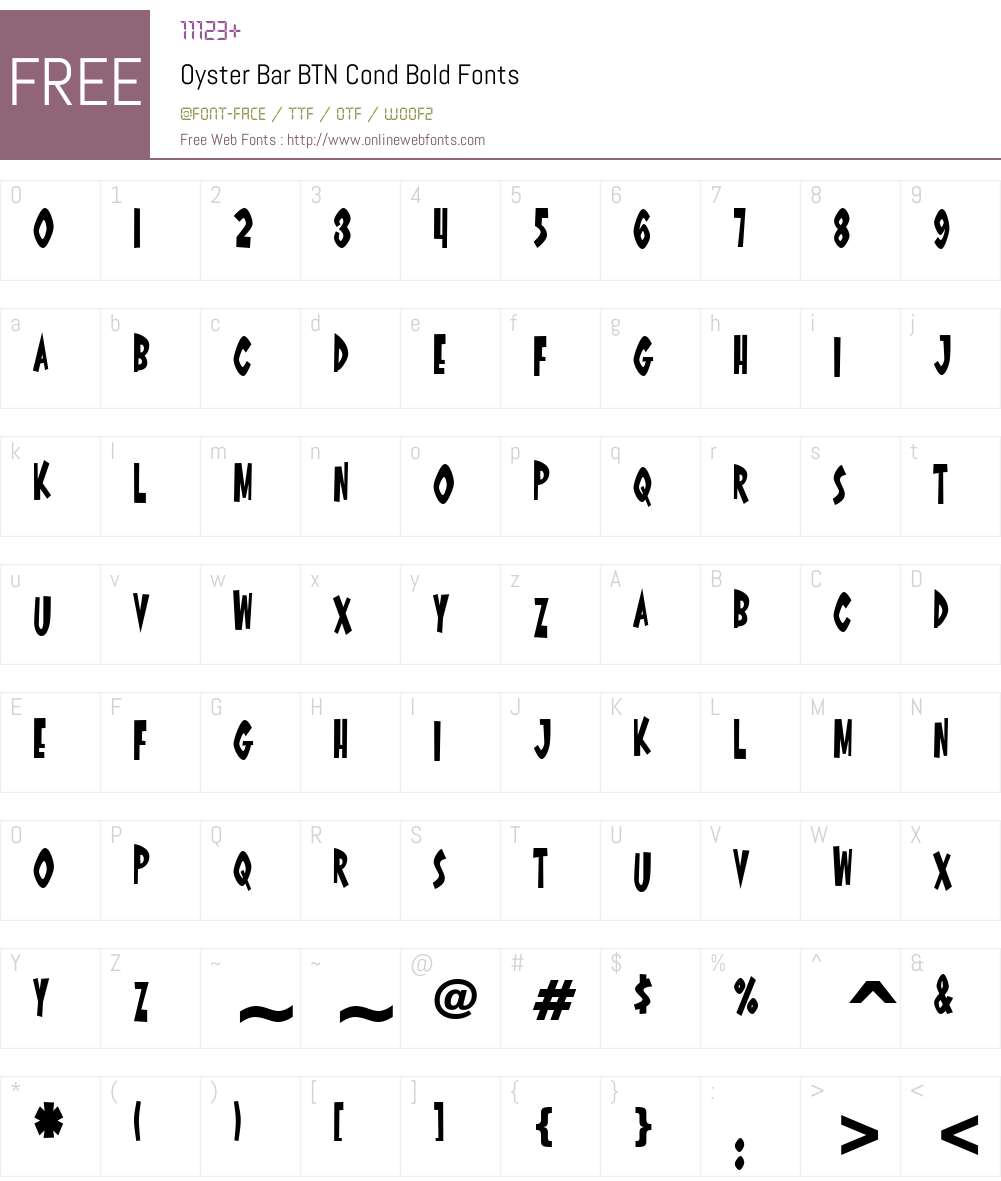 Oyster Bar BTN Cond Font Screenshots