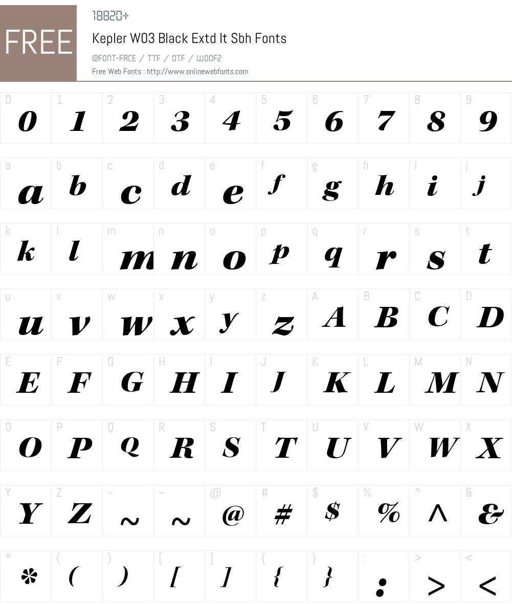 KeplerW03-BlackExtdItSbh Font Screenshots