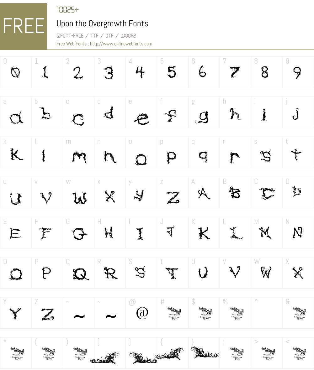 Upon the Overgrowth Font Screenshots