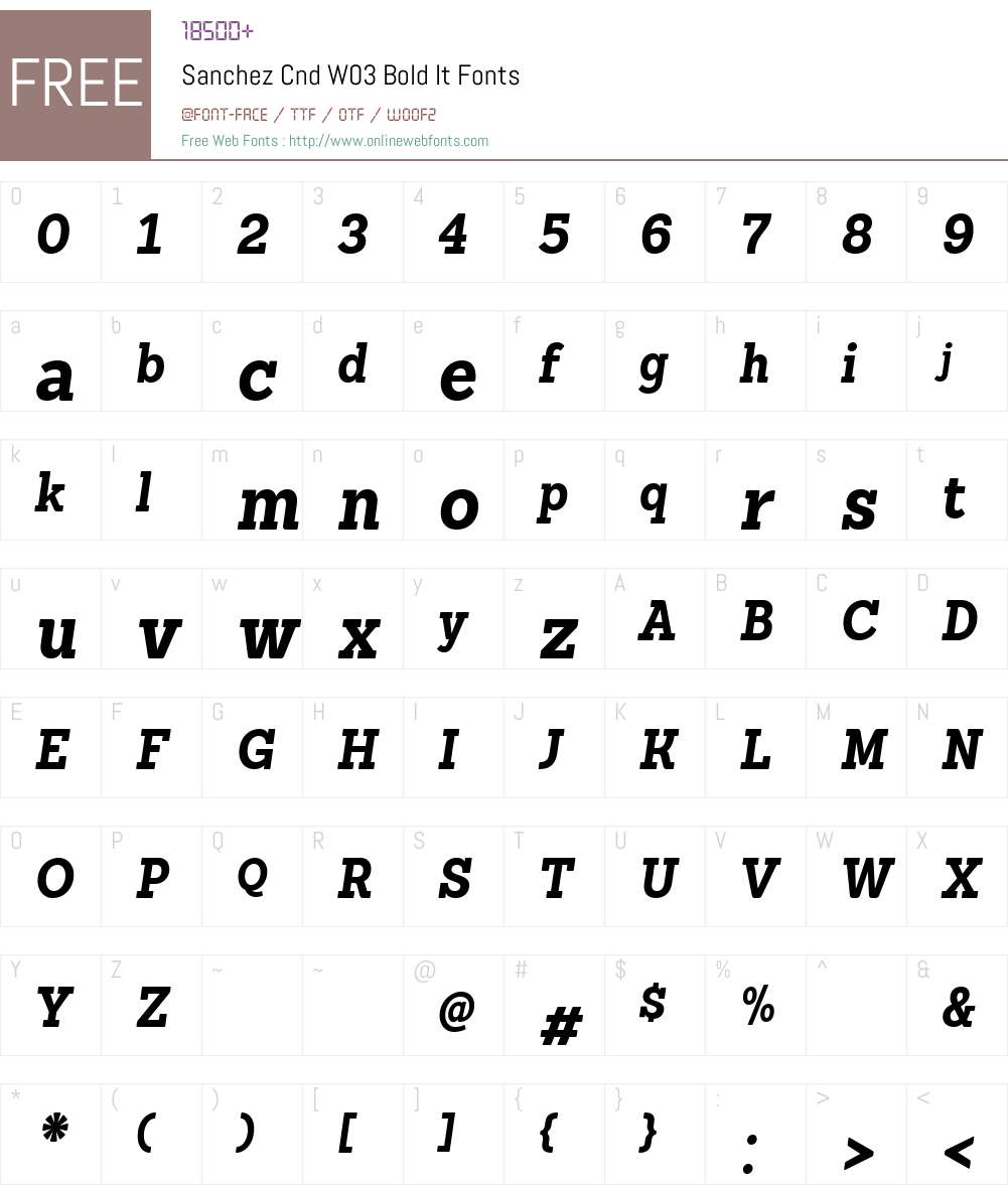 SanchezCndW03-BoldIt Font Screenshots