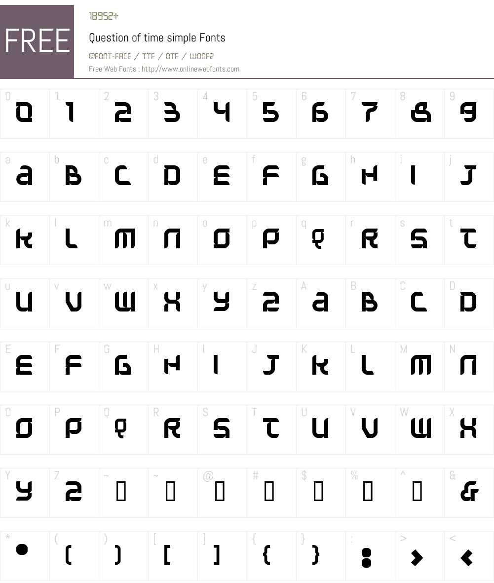 Question of time simple Font Screenshots