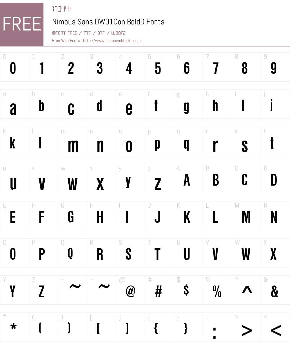 NimbusSanDW01ConBoldD Font Screenshots
