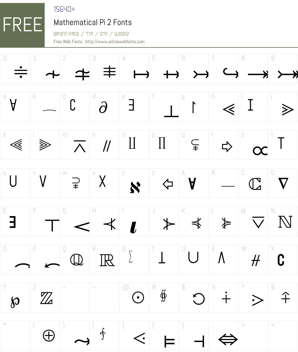 Mathematical Pi 2 BQ Font Screenshots