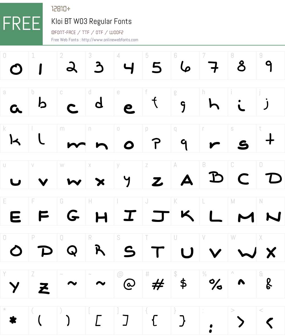 Kloi BT Font Screenshots