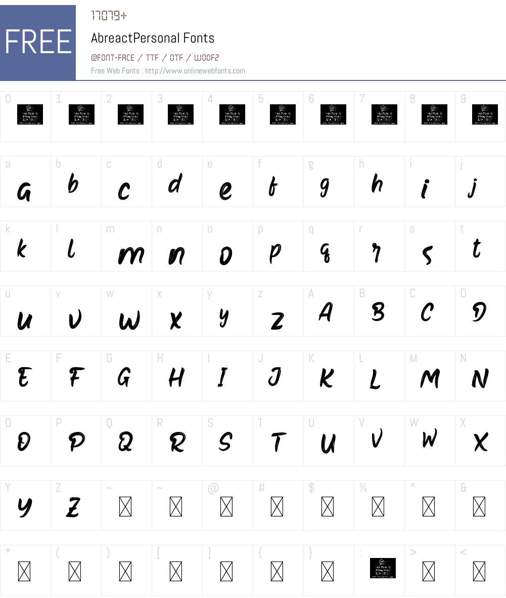 Abreact Personal Font Screenshots