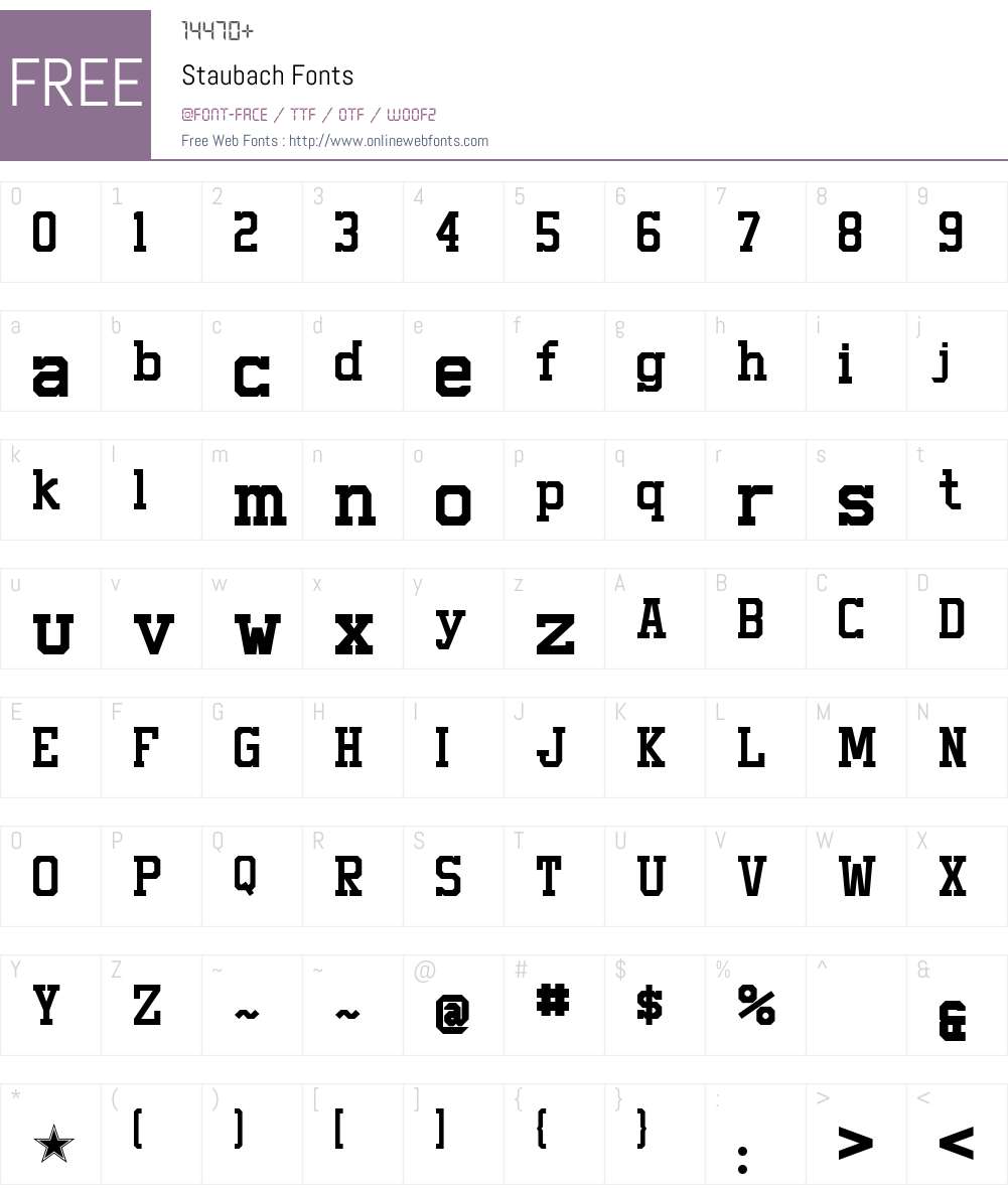 Staubach Font Screenshots