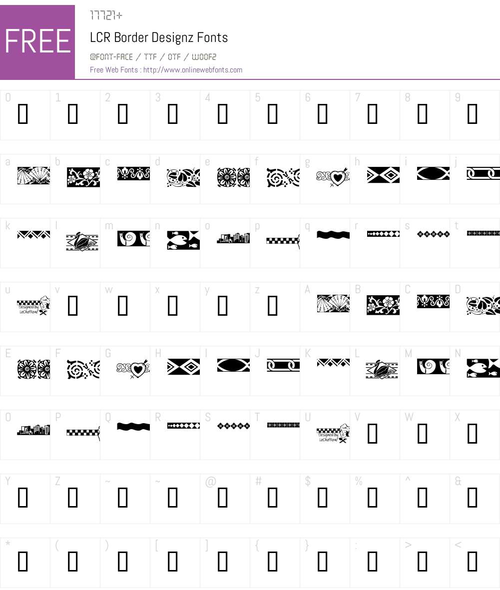 LCR Border Designz Font Screenshots