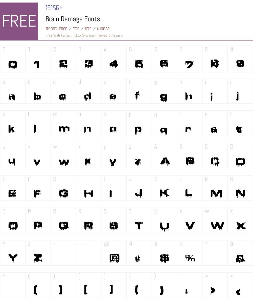 Brain Damage Font Screenshots