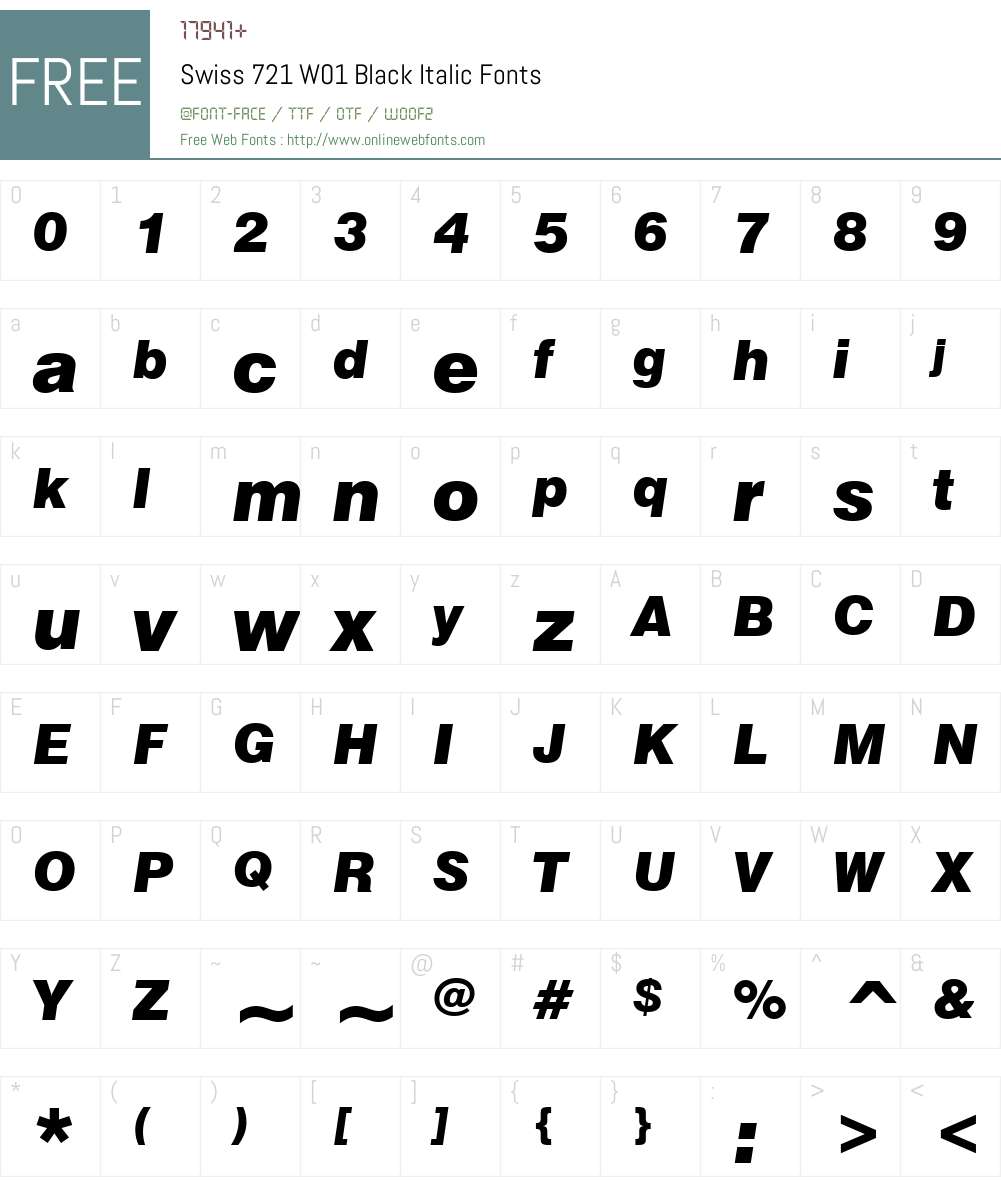 Swiss721W01-BlackItalic Font Screenshots
