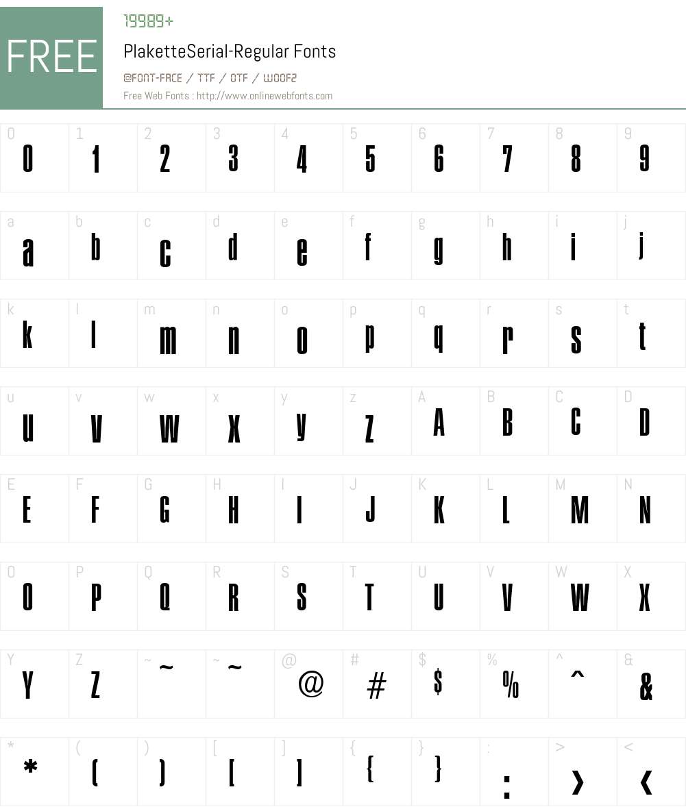 PlaketteSerial Font Screenshots