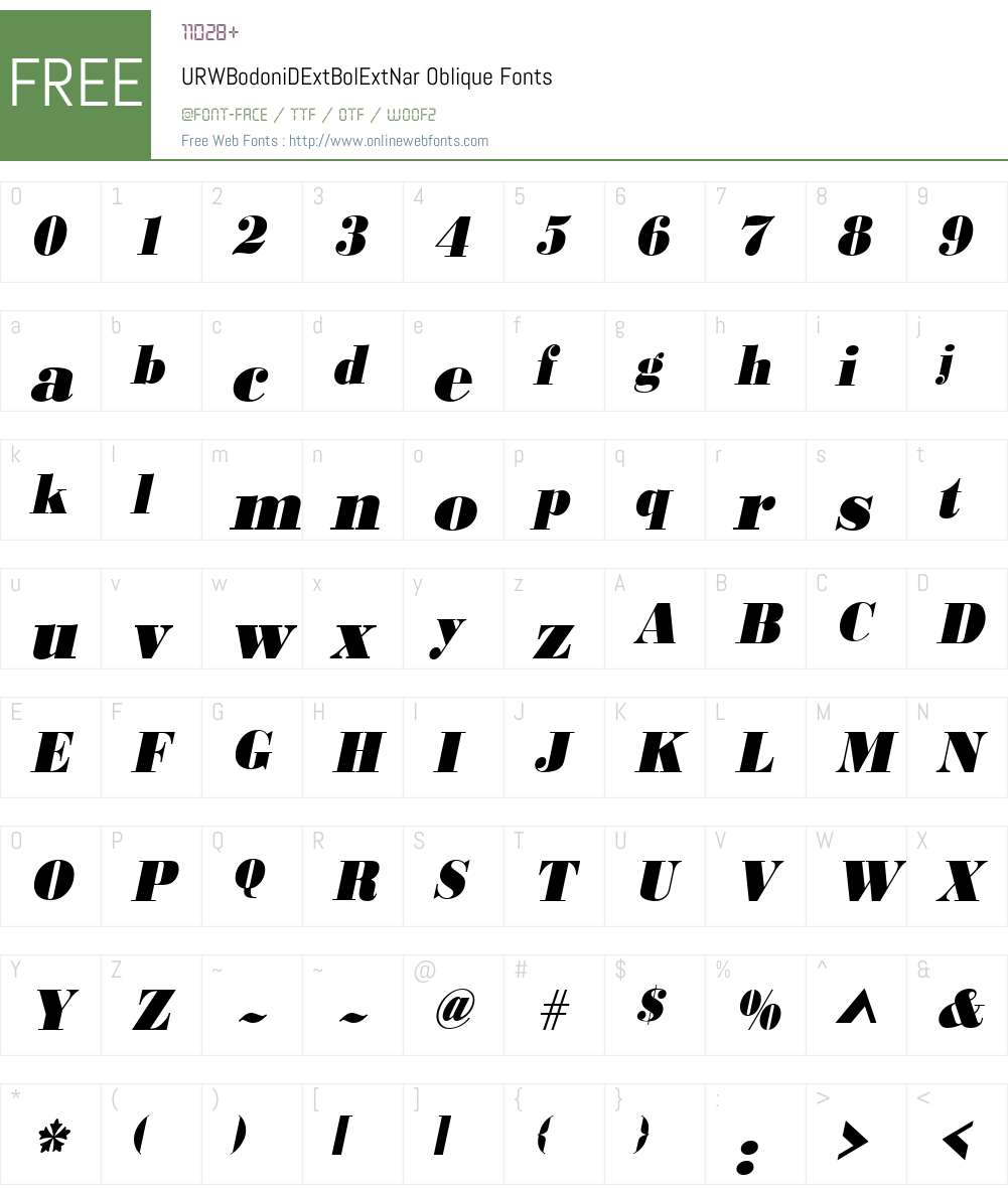 URWBodoniDExtBolExtNar Font Screenshots