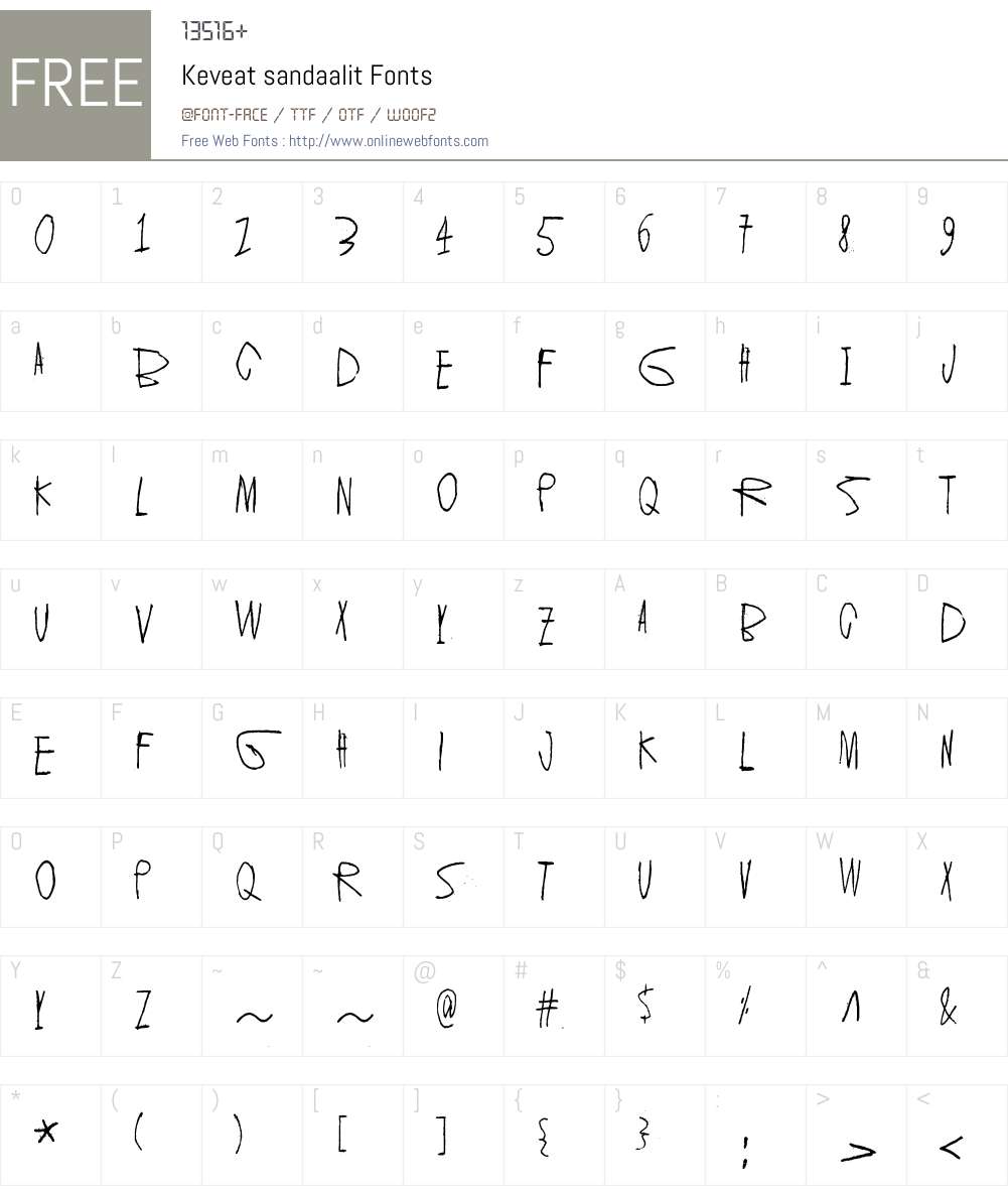 Keveat sandaalit Font Screenshots
