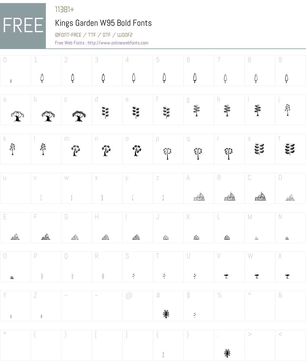 KingsGardenW95-Bold Font Screenshots