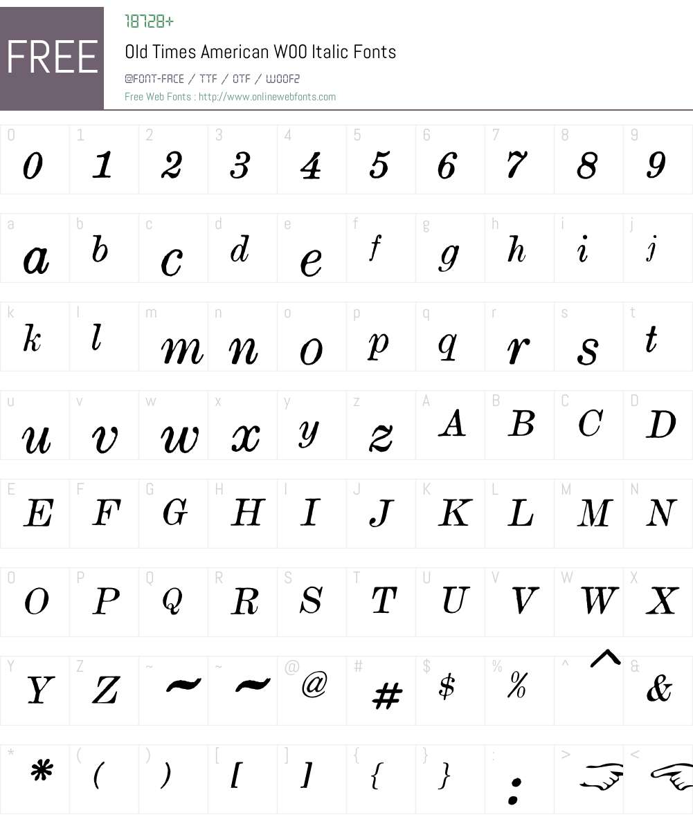 OldTimesAmericanW00-Italic Font Screenshots
