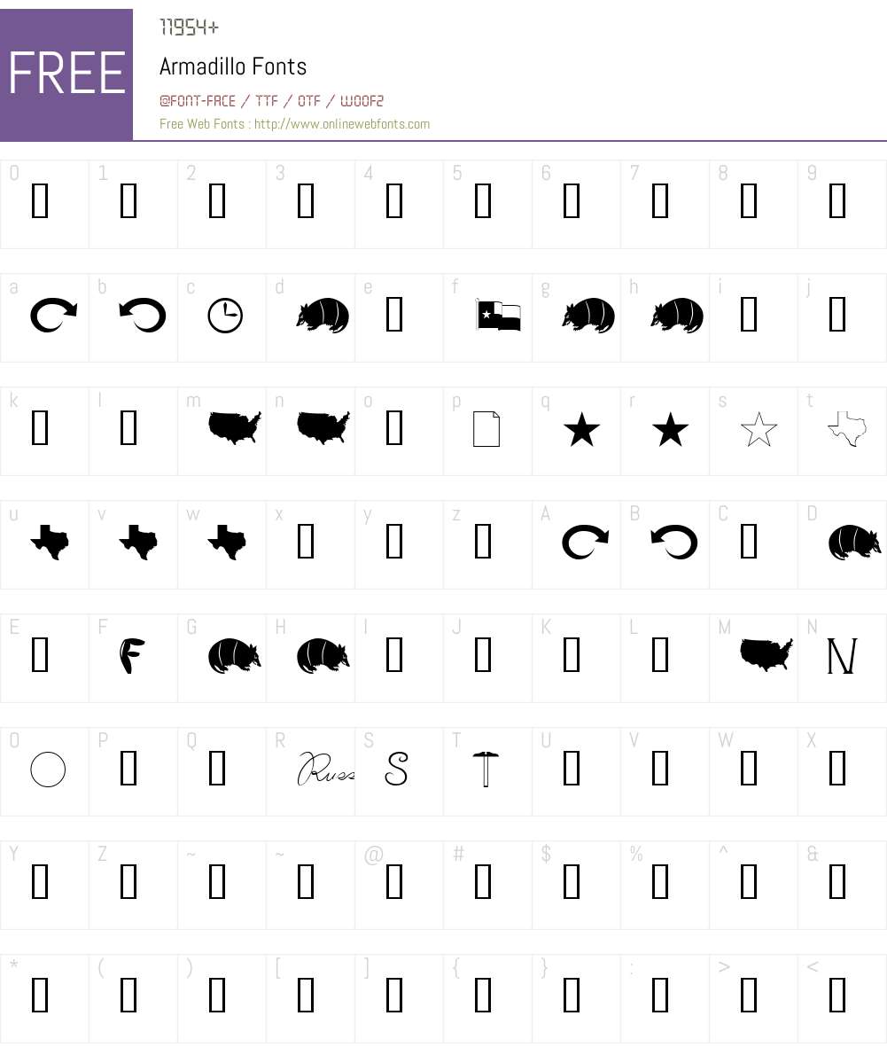 Armadillo Font Screenshots