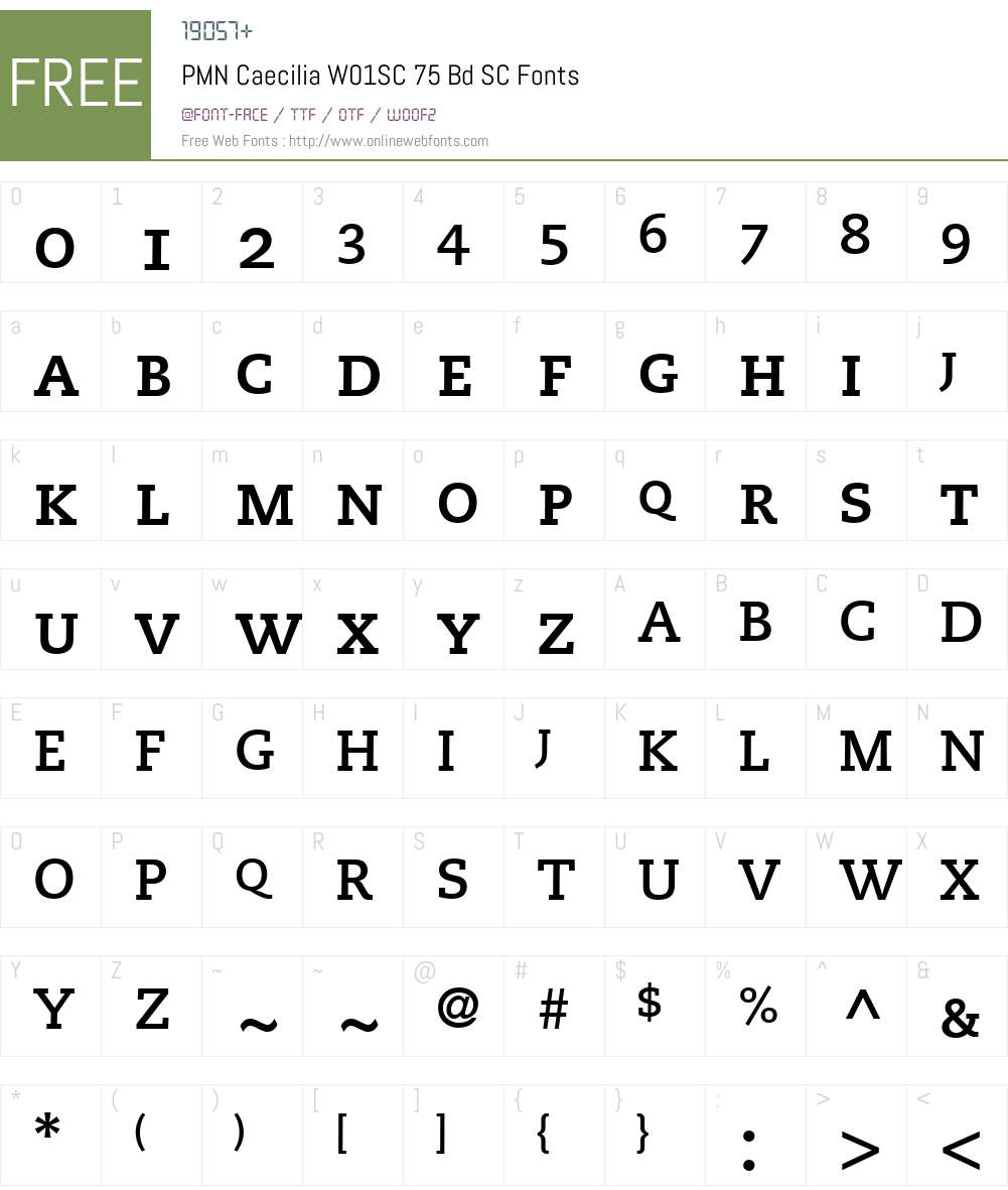 PMNCaeciliaW01SC-75BdSC Font Screenshots