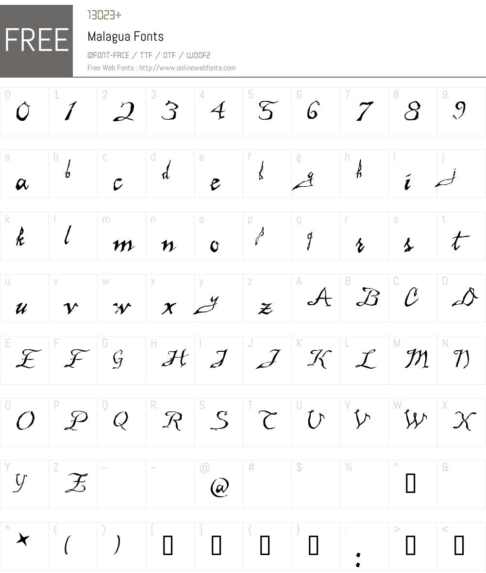 Malagua Font Screenshots