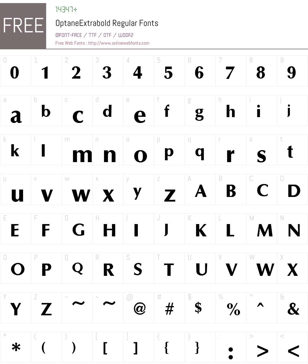 OptaneExtrabold Font Screenshots