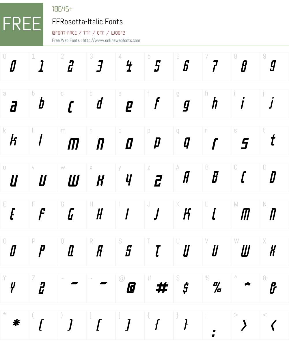 FFRosetta-Italic Font Screenshots