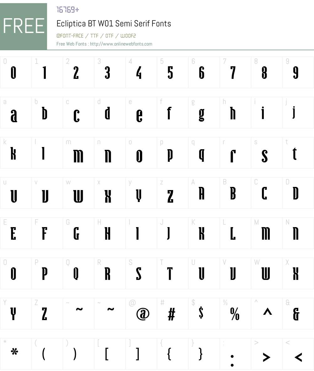 EclipticaBTW01-SemiSerif Font Screenshots