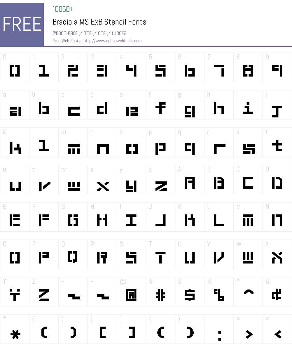 Braciola MS ExB Stencil Font Screenshots