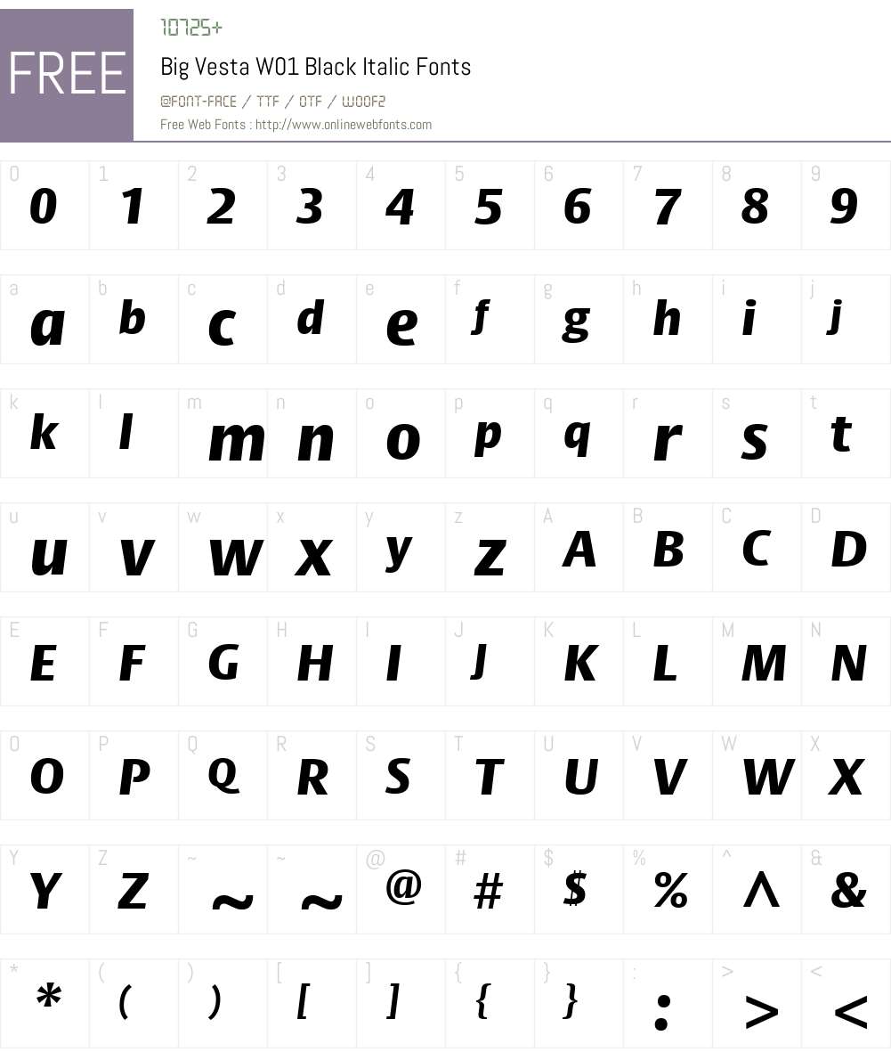 BigVestaW01-BlackItalic Font Screenshots