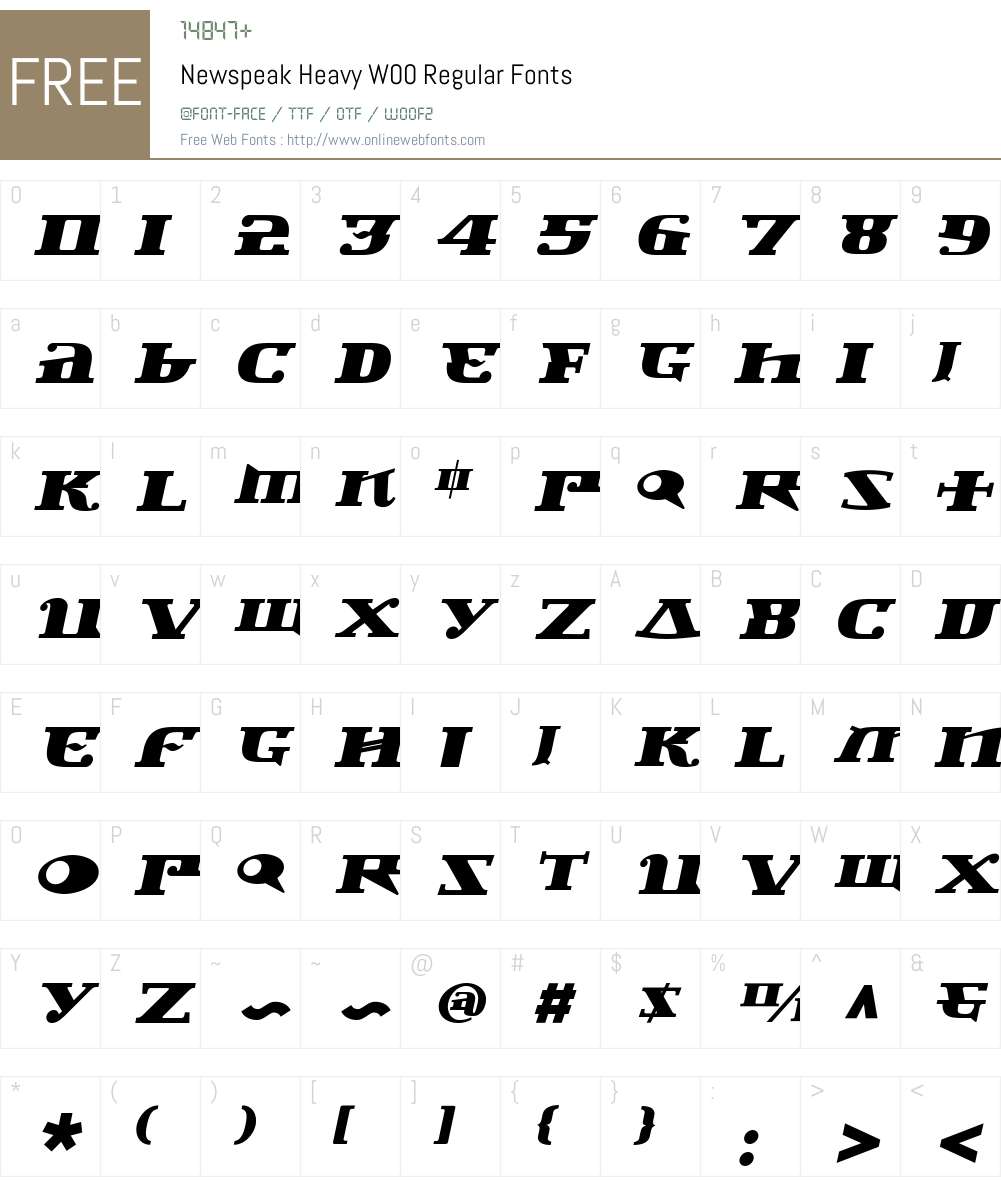 NewspeakHeavyW00-Regular Font Screenshots