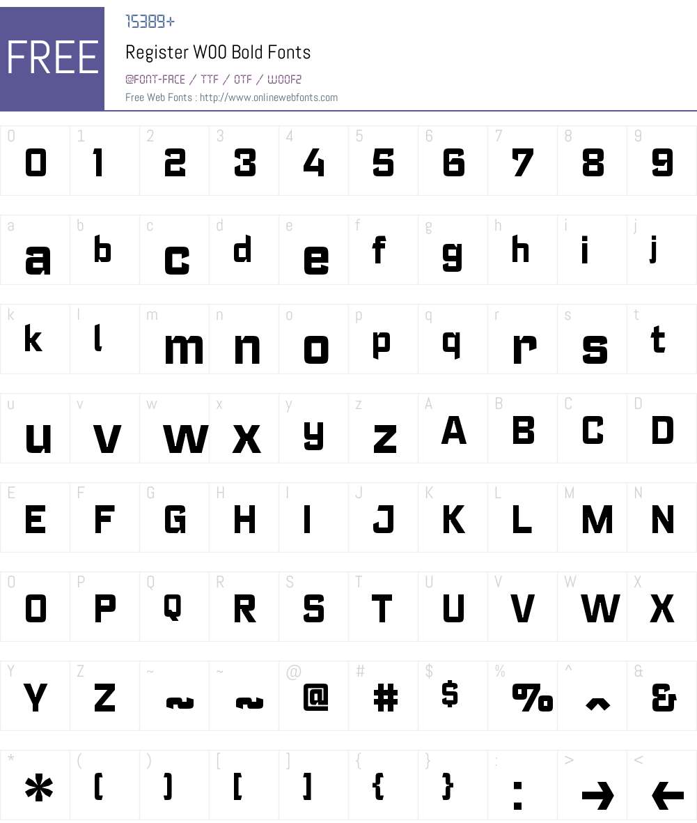 RegisterW00-Bold Font Screenshots