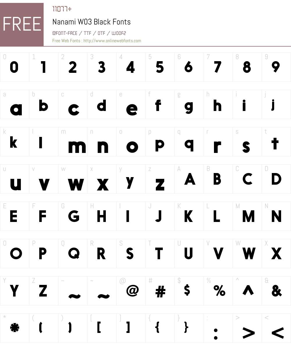 NanamiW03-Black Font Screenshots