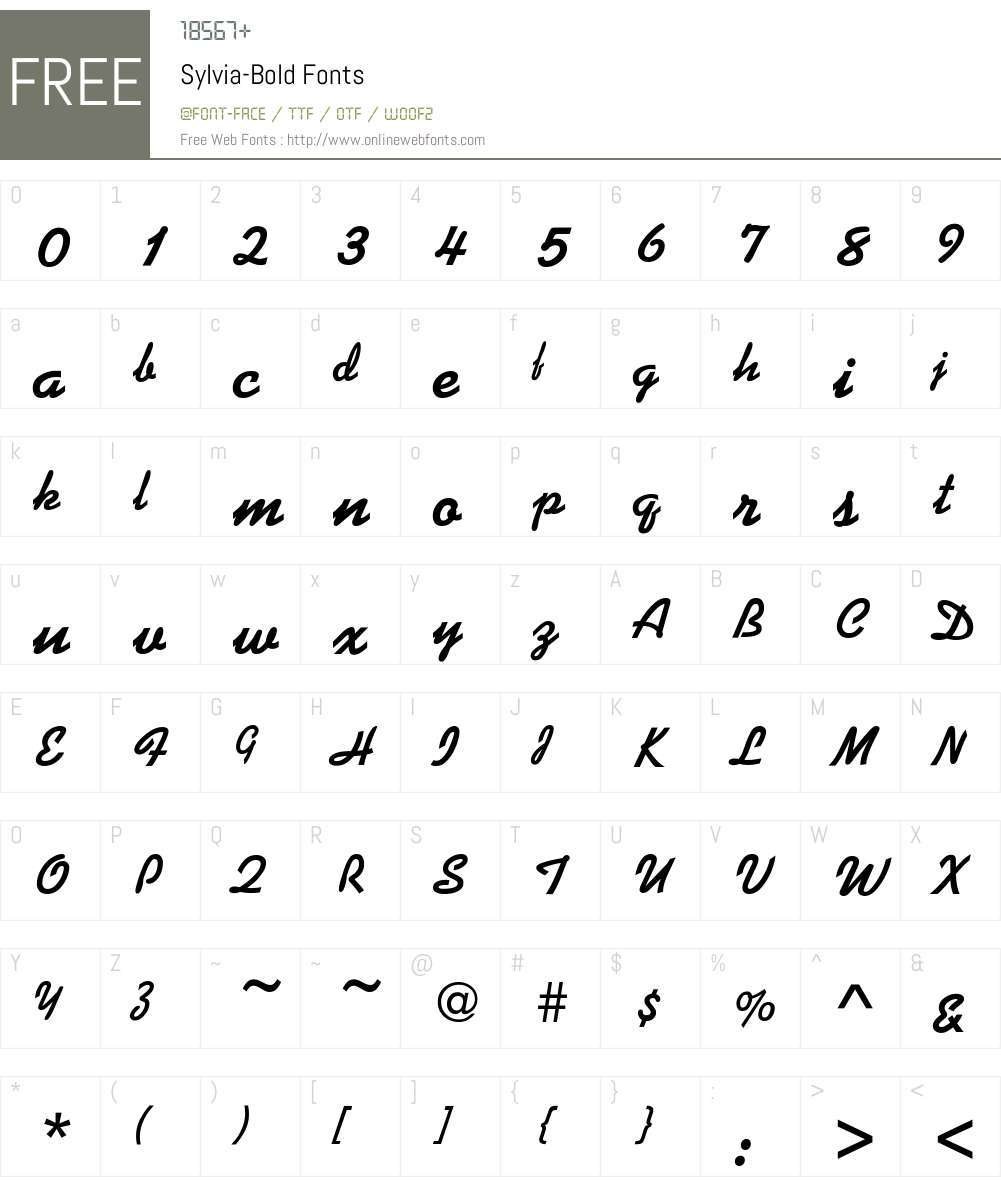 Sylvia-Bold Font Screenshots