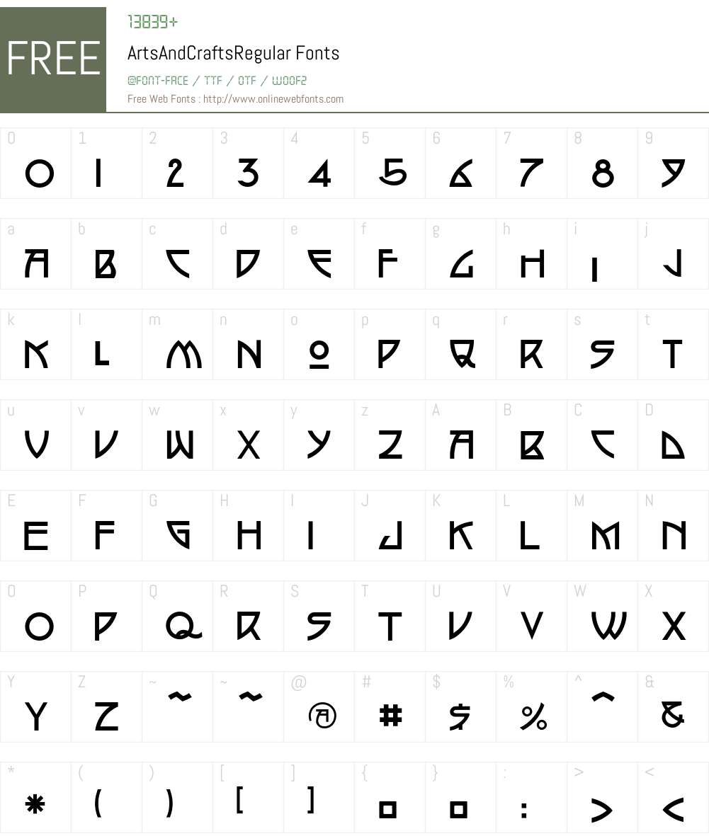 ArtsAndCrafts Font Screenshots