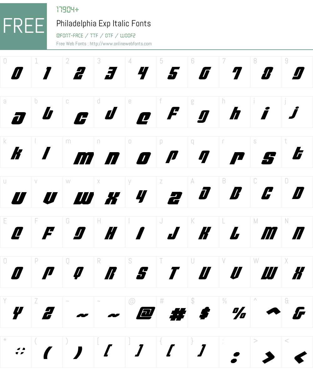 Philadelphia Exp Italic Font Screenshots