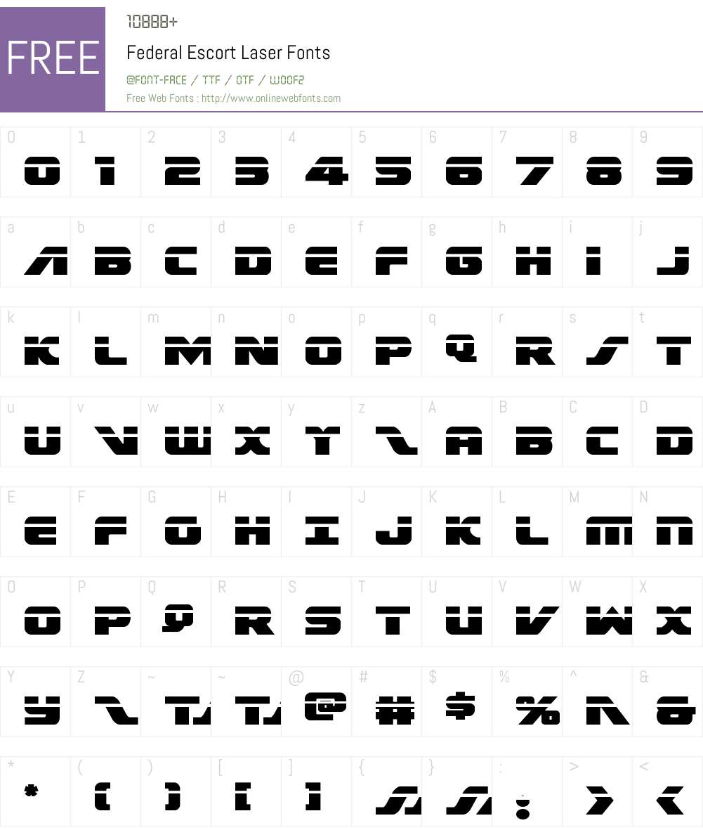 Federal Escort Laser Font Screenshots