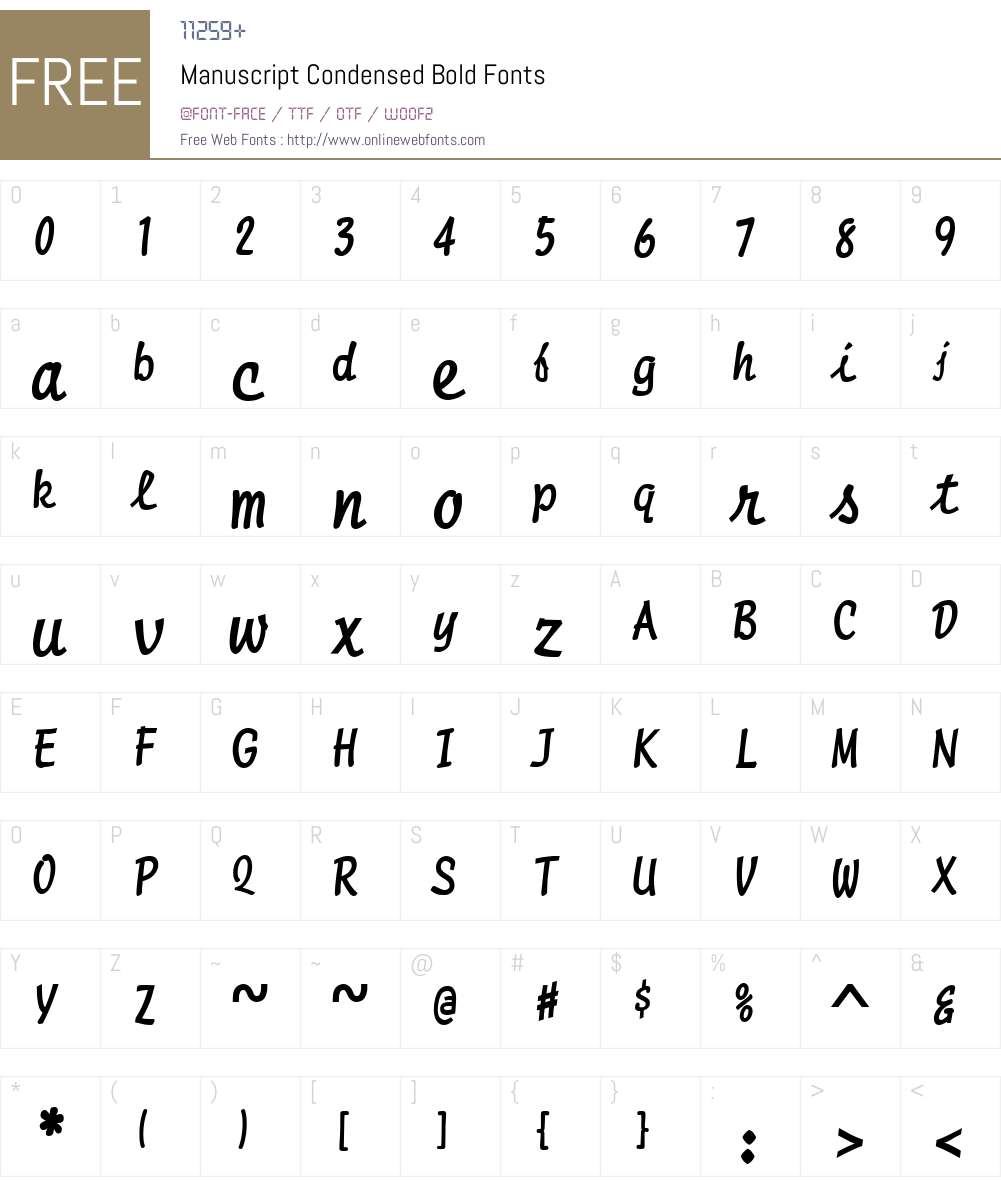Manuscript Condensed Font Screenshots