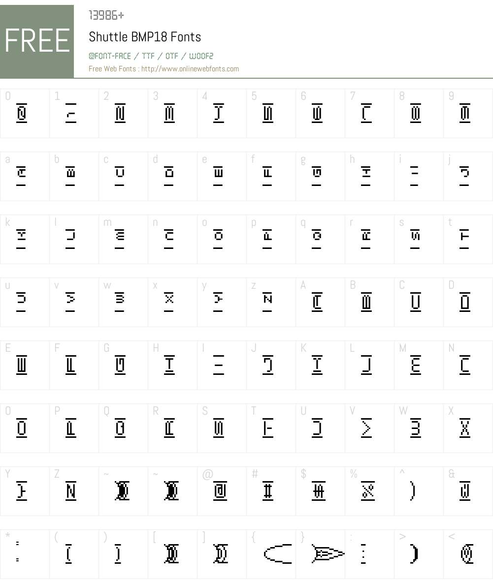 Shuttle BMP18 Font Screenshots