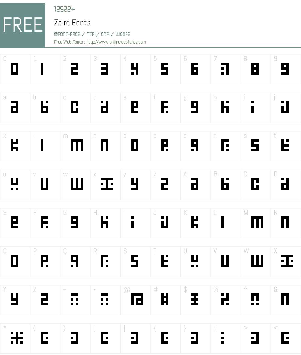 Zairo Font Screenshots